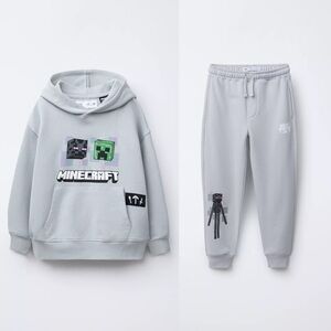 2 pc set Zara MINECRAFT Hoodie Sweatshirt Sweatpants Set